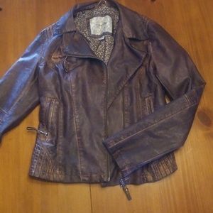 Brown  Faux Leather Jacket